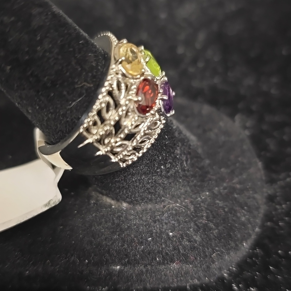 🆕️ SIZE 6 KARIS MULTI GEMSTONE RING IN PLATINUM BOND - Picture 9 of 16